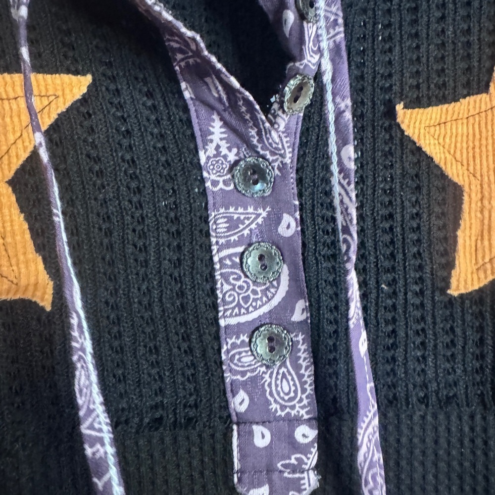 POL Orange Star Patchwork Thermal Hoodie - NWOT Size Small - Picture 5 of 5